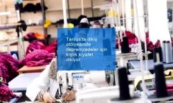 Tarsus’ta dikiş atölyesinde depremzedeler için kışlık kıyafet dikiyor